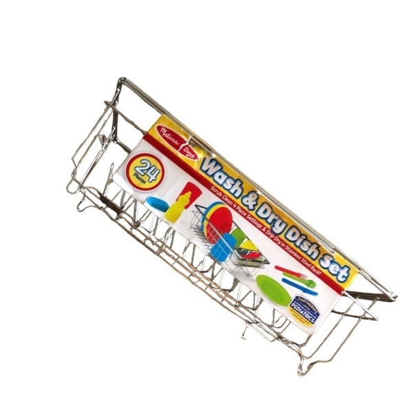 Melissa & Doug Children’s Wash & Dry Dish Rack Stainless Steel NEW Play Kitchen - Picture 1 of 4